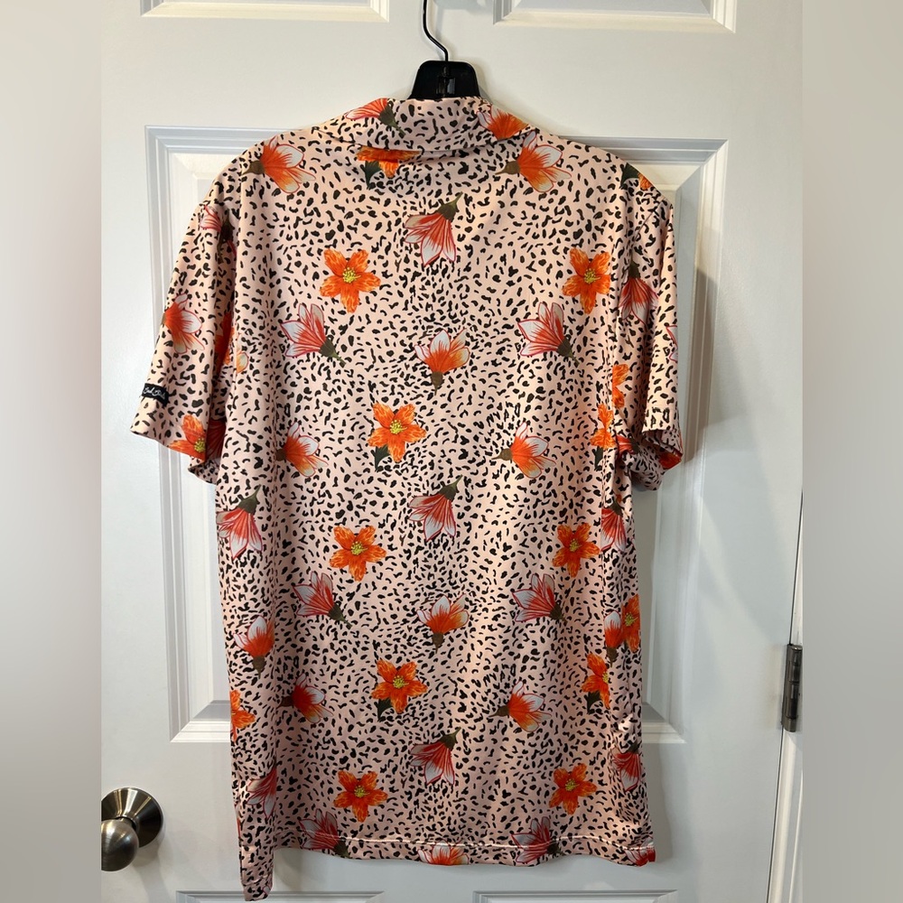 Bad Birdie Men's Casual Shirt - Pink and Orange Floral - Picture 2 of 3